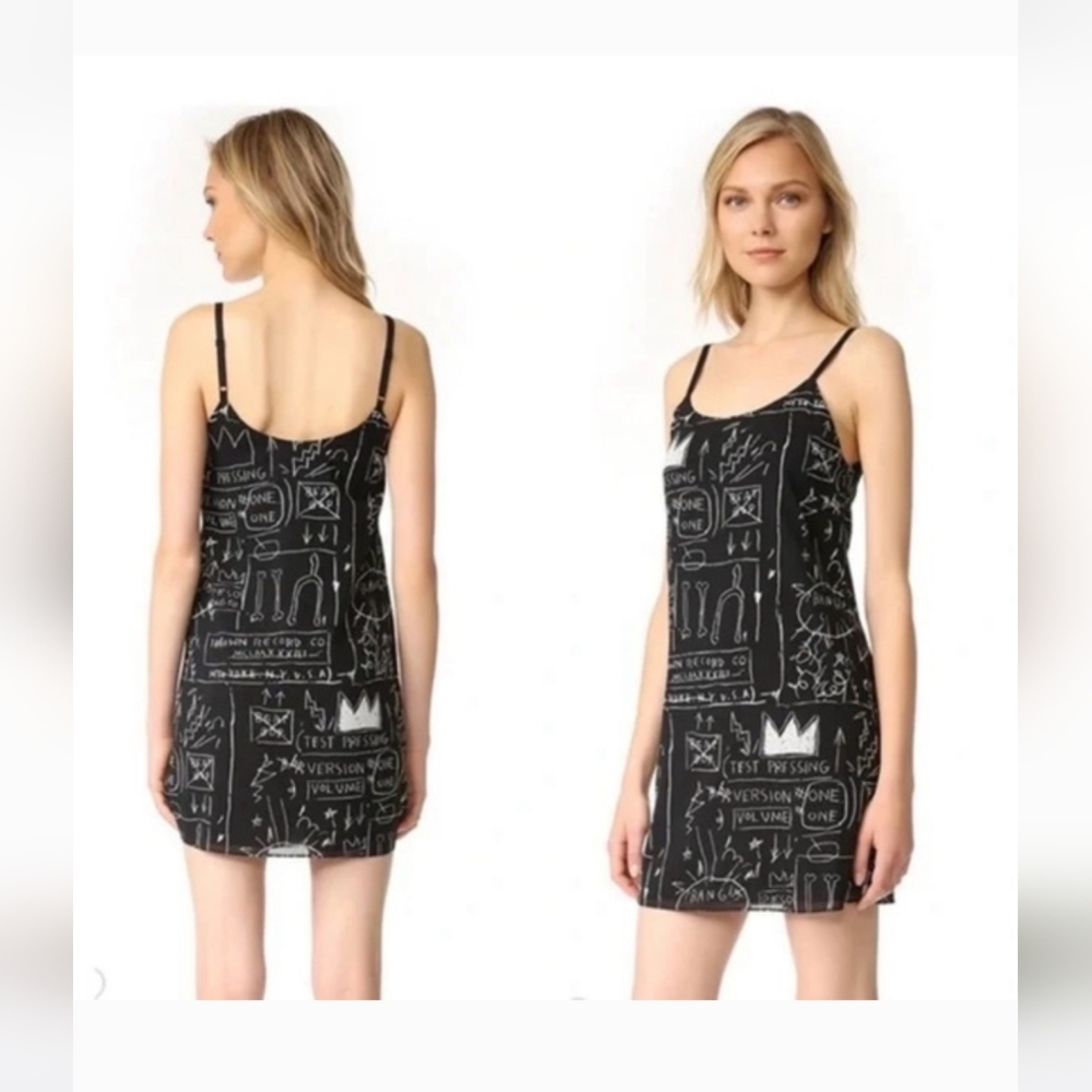 Alice + Olivia x Basquiat beat bop slip dress L